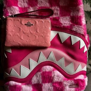 Coach Vibrant Pink and White Clutch